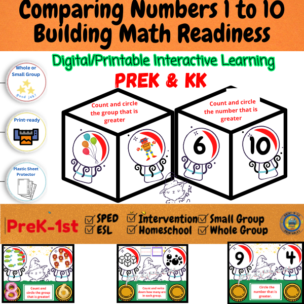 Comparing Numbers 1-10 - Magic Numbers Theme - Digital/Printable Game Mats
