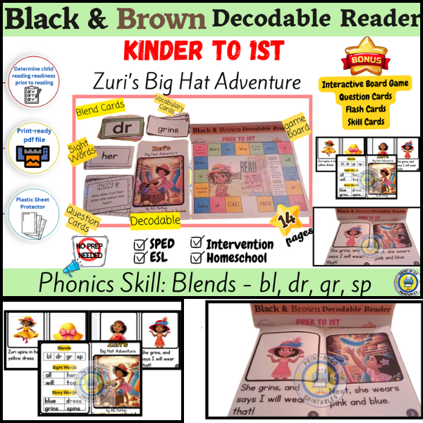 Zuri's Big Hat Adventure - Black and Brown Decodable Reader