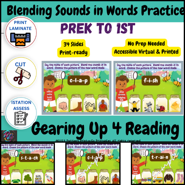 Blending Sounds in Words - Bugs Theme Digital/Printable Game Mats