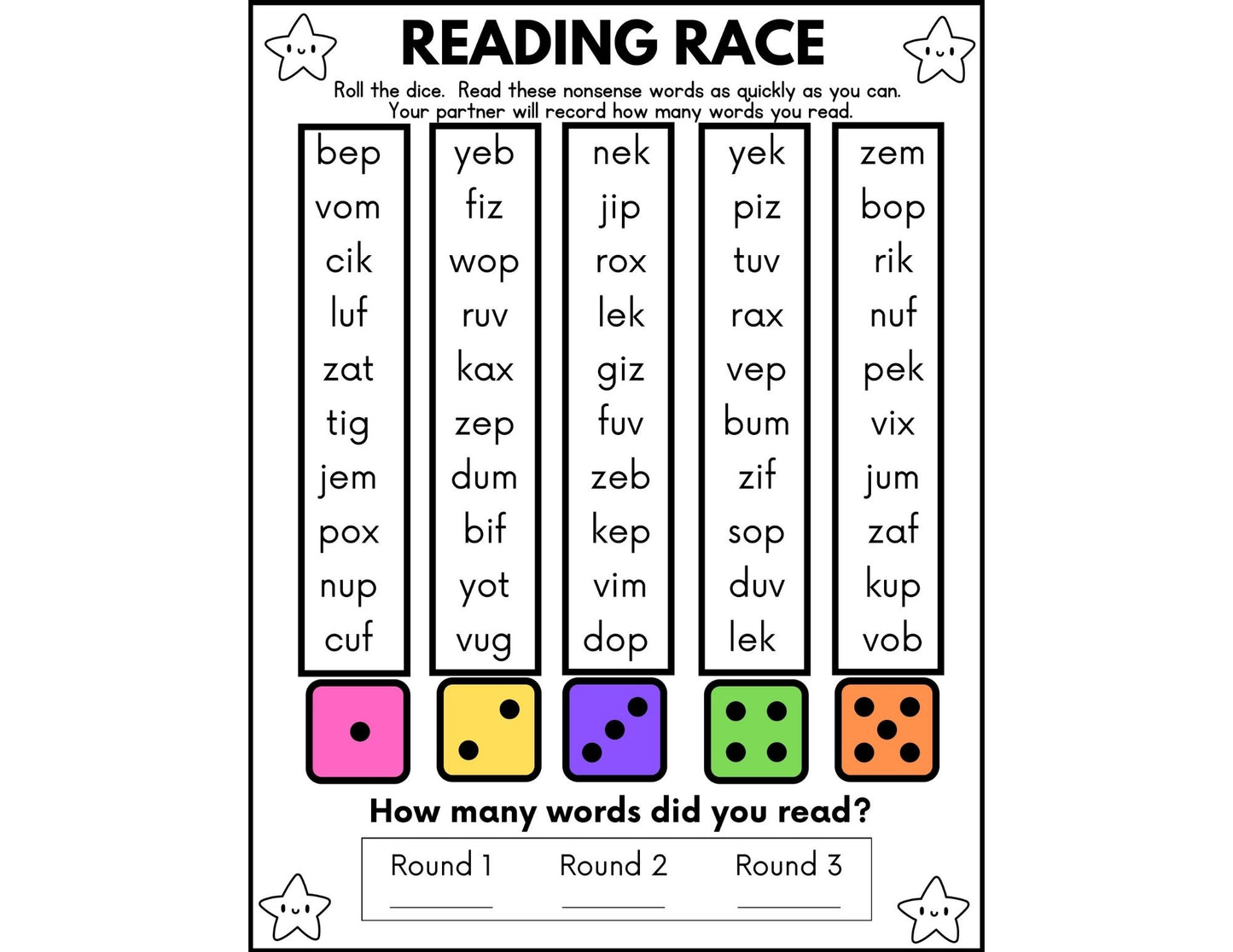 Reading Readiness: CVC Words & Medial Sounds |15 No-Prep Pages