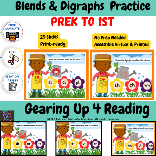 Blends and Digraphs - Blooming Flowers Theme - Digital/Printable Game Mats