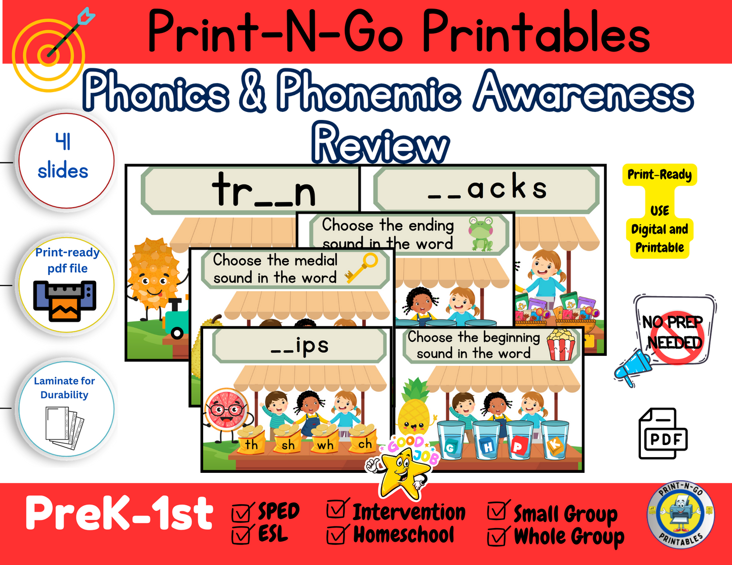 Lemonade Stand Theme - Phonics & Phonemic Awareness |41 game mats| Downloadable PDF