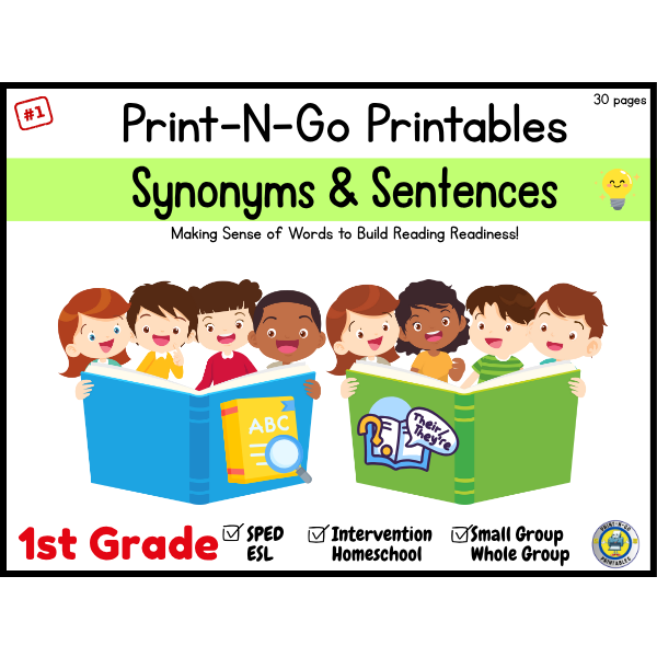 Synonyms and Sentences  PDF in 1st Grade