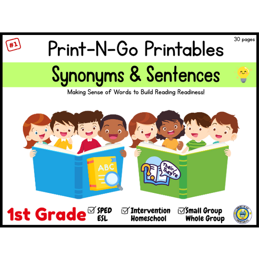 Synonyms and Sentences  PDF in 1st Grade