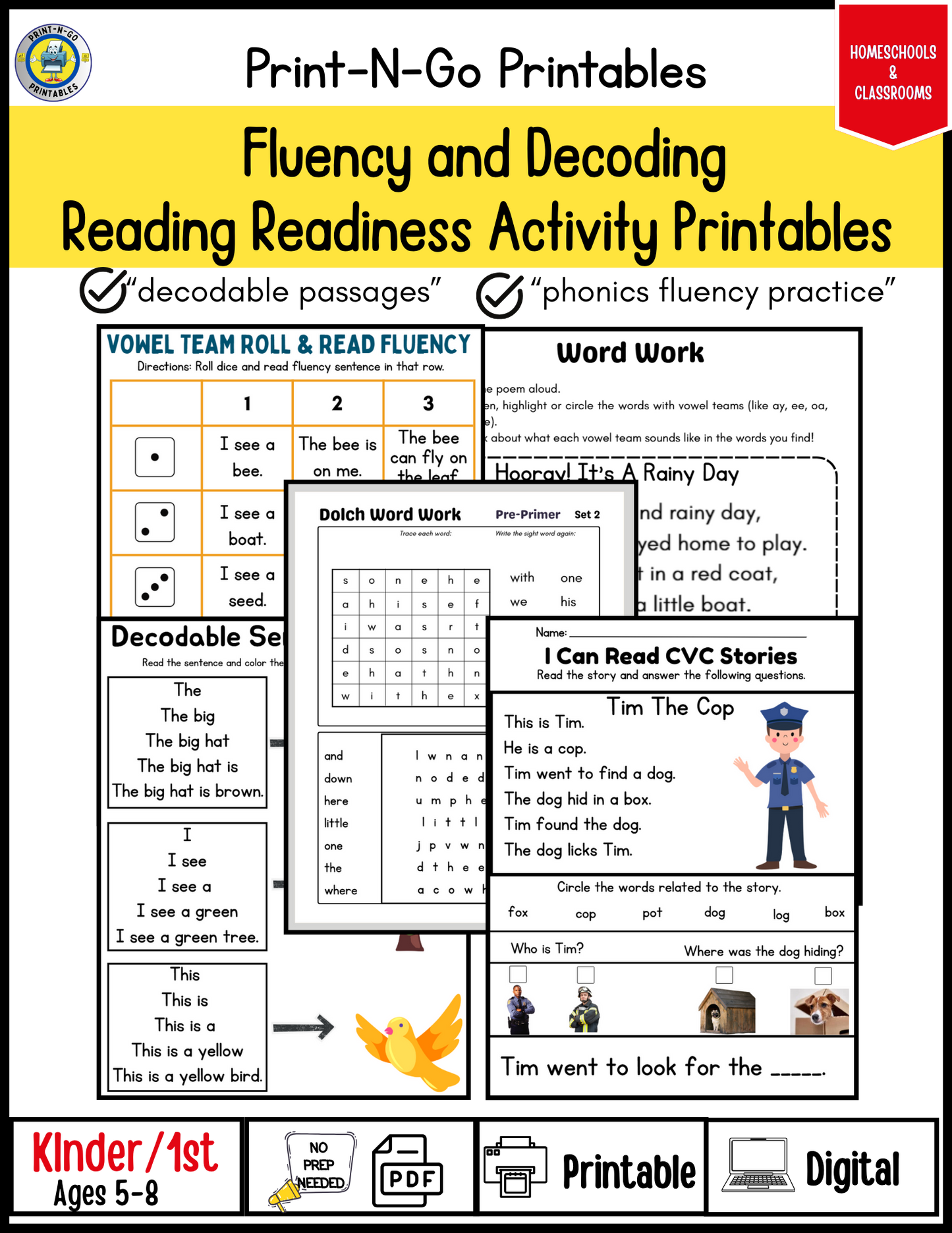 Fluency & Decoding Printables | Reading Readiness K–1