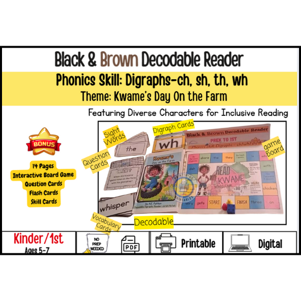 Kwame's Day on the Farm - Black and Brown Decodable Reader