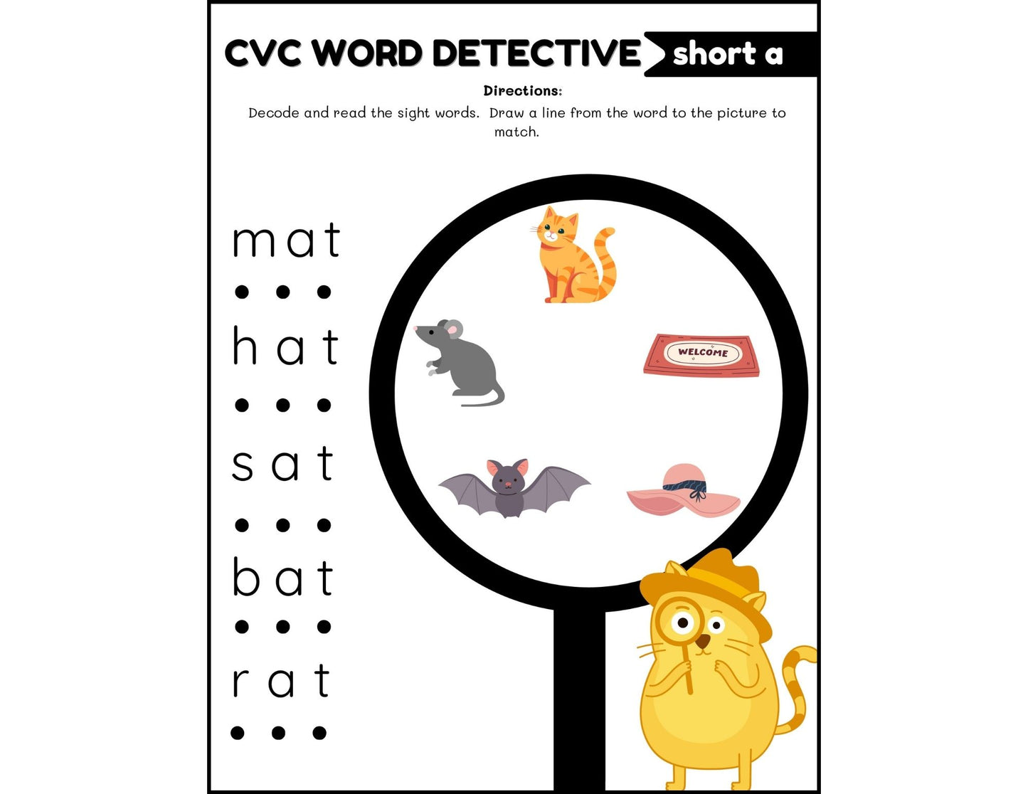 Reading Readiness:  CVC Words & Medial Sounds |15 No-Prep Pages