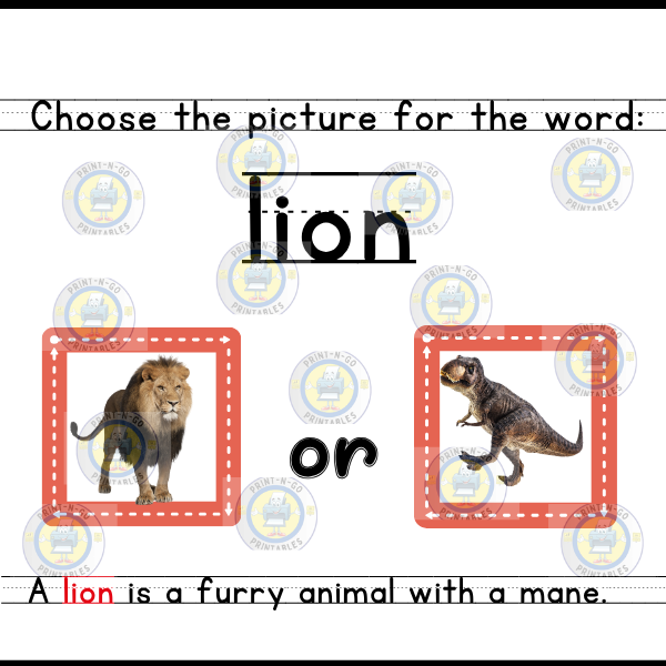 Word and Picture Match PDF in PreK