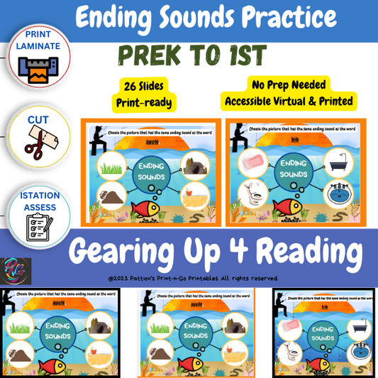 Ending Sounds Game Mats- Fishing Theme - Printable/digital