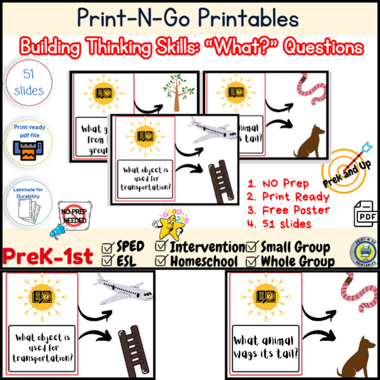 What’ Question Words Activity Set | Receptive Thinking Skills Mats | Downloadable PDF for Early Learners & ELL