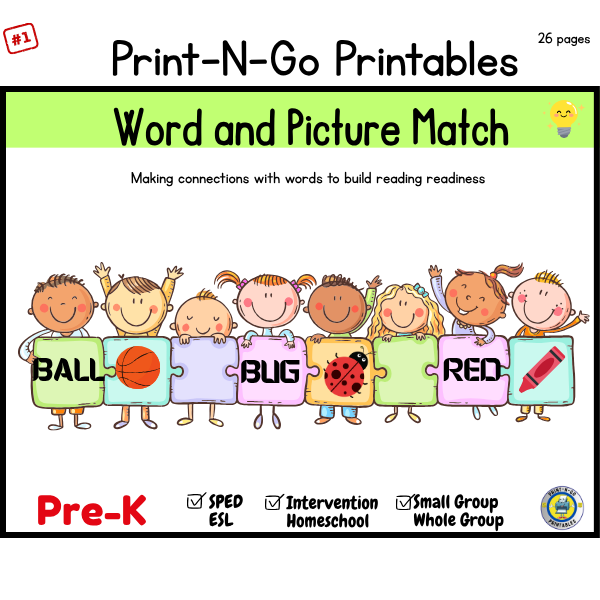 Word and Picture Match PDF in PreK