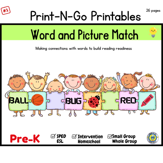 Word and Picture Match PDF in PreK