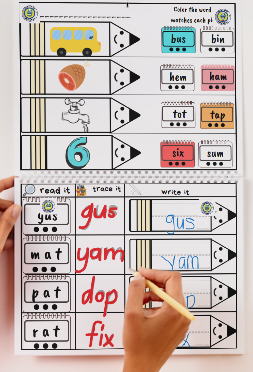 CVC Word Families Read, Write, & Color Activity Book