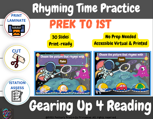 Space Jam Rhyme Time - Prek-1st - printable/digital game mats